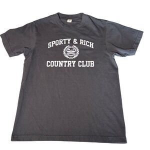 Sporty & Rich Country Club T-Shirt Women Men Small Black Graphic Tee Made In USA